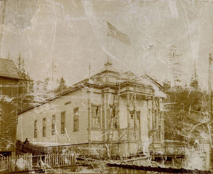 1893 Suomi Hall, Finnish Temprence Society Building, located up the hill from present location, Astoria, Oregon